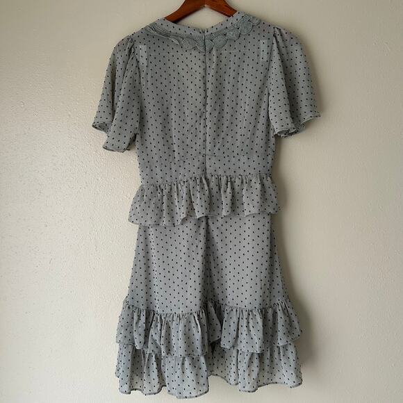 INA Dusky Blue Polka Dot Ruffle Dress Size Small - Picture 8 of 11